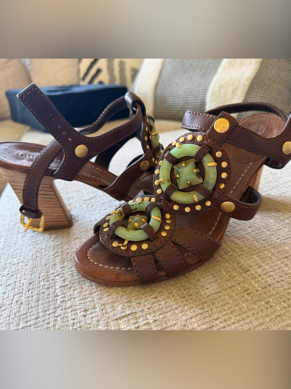 Vintage Miu Miu Bohemian Brown Wedges